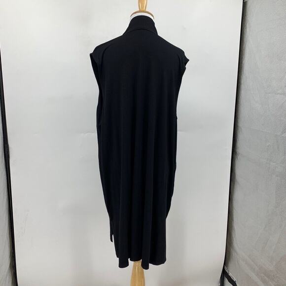 Eileen Fisher Cardigan Womens L Large Black Sleeveless Shawl Open Front Long - Picture 7 of 14